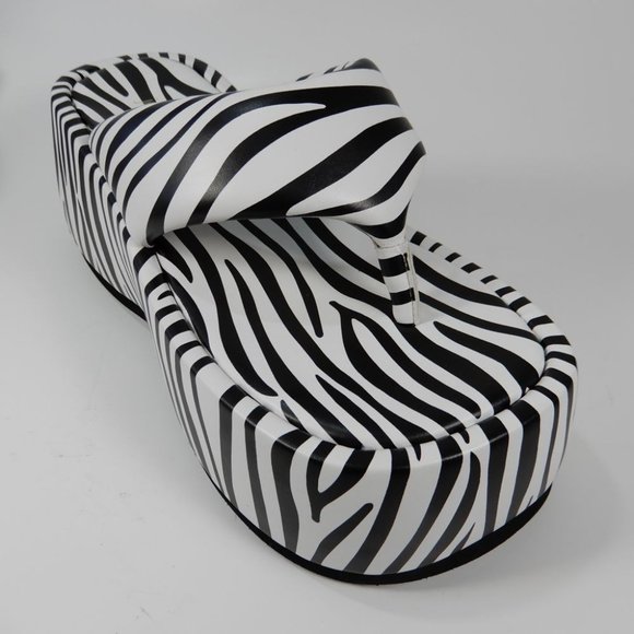 Jeffrey Campbell Crybaby Platform Thong SANDALS Size 5.5 Zebra Print NEW $125 - Picture 12 of 16